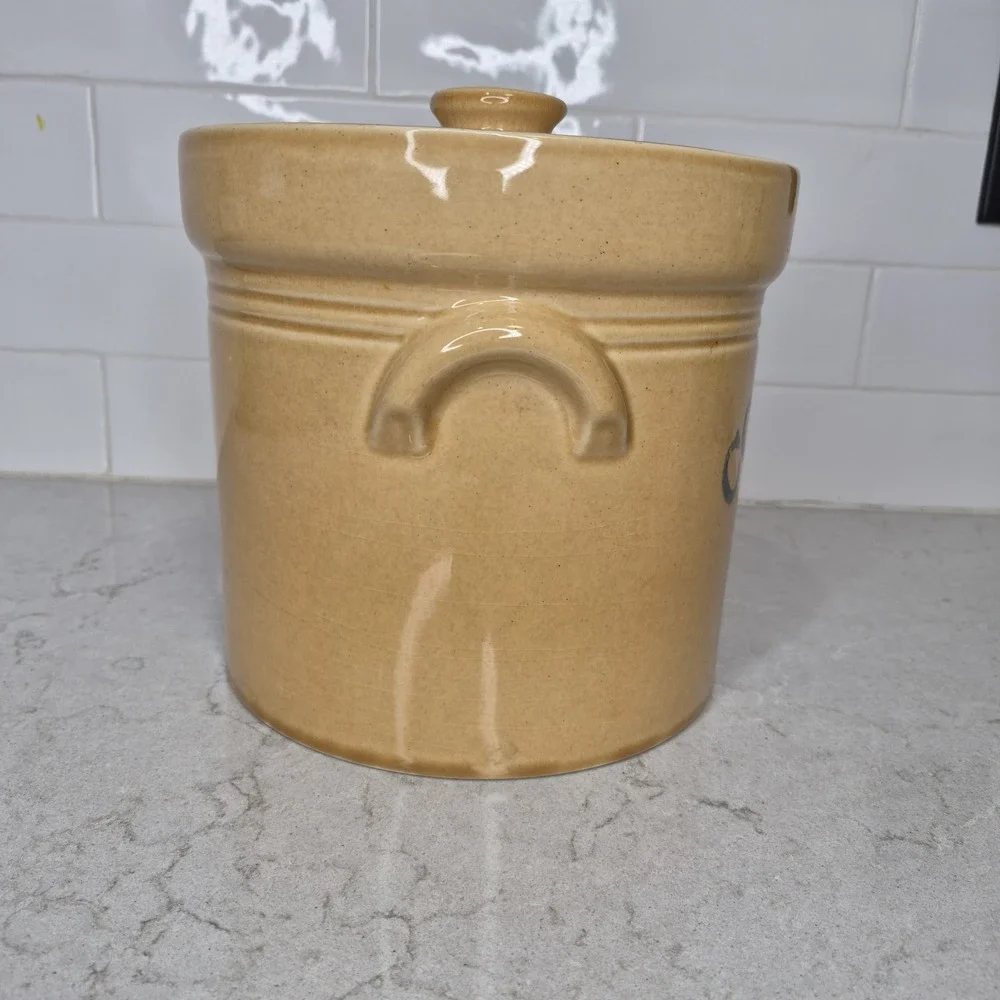Vintage Pfaltzgraff Folk Art Ceramic Yellow Cookie Jar with Lid by
